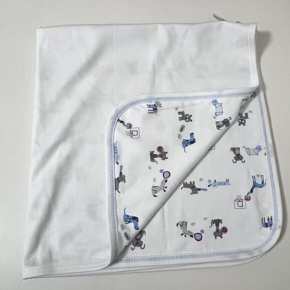 Kissy Kissy Dogs Playing Sports Pima Cotton Baby Receiving Blanket Lovey Blankie - Picture 12 of 15